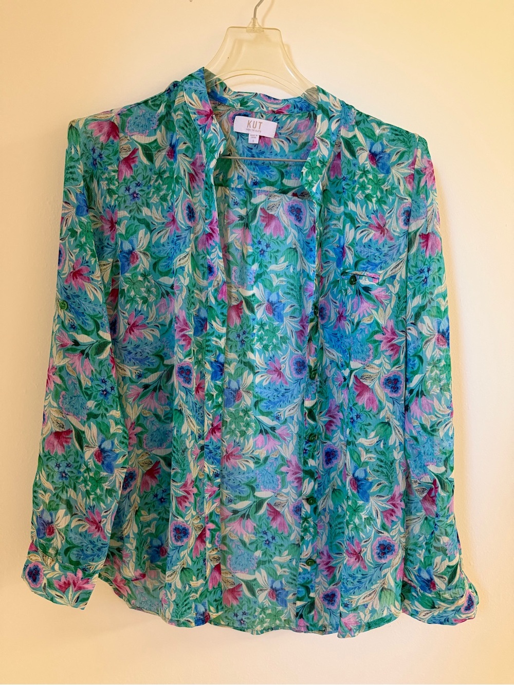 KUT from the Kloth Jasmine Semi-Sheer Chiffon Button-Up